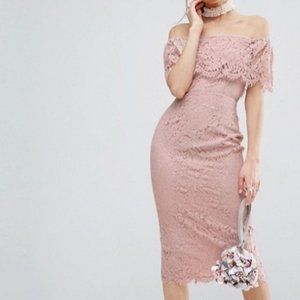 ASOS Lace Bardot Pencil Midi Dress US size 0